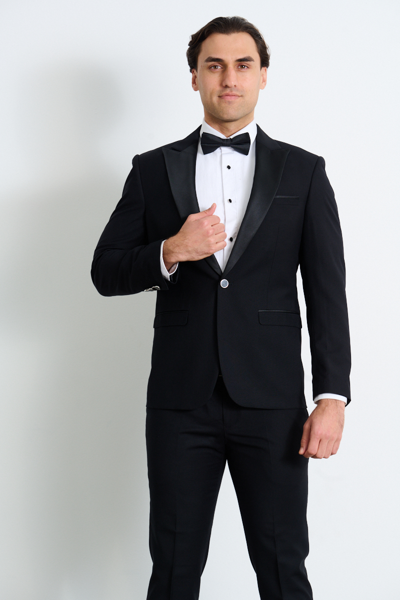 Suitor | Black Tuxedo Peak Lapel Hire | Suit & Tuxedo Rentals | Suitor